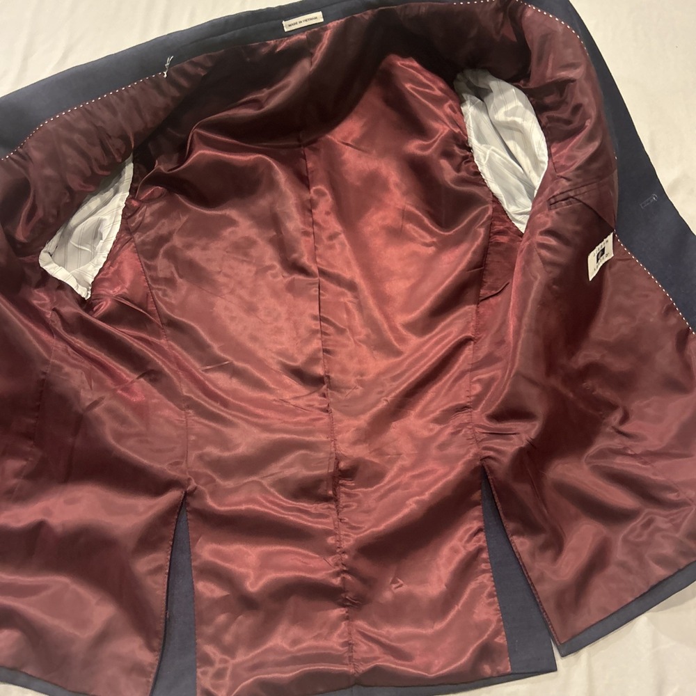 Joseph Abboud Blazer Jacket Kids Size 10 Blue Red Liner 2 Button Polyester Blend - Picture 3 of 10